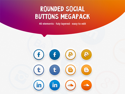 Bunch of Social Buttons buttons element facebook follow icon instagram interface link social tags twitter web