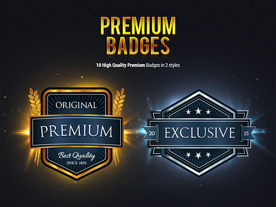 Premium Badges badges gold high quality logo logo badges modern logo ribbon silver typographic vector vintage vintage elements