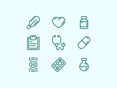 Medical icons dna doctor health healthcare hearth hospital icon medical medicine outline pill