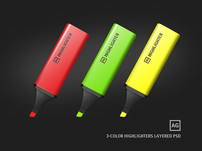 Highlighters Free Layered PSD freebie highlighter layer psd