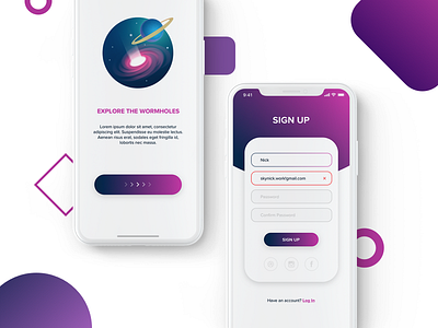 Sign Up - Daily UI #001 001 challenge daily ui flat gradient illustration purple sign up ui universe ux
