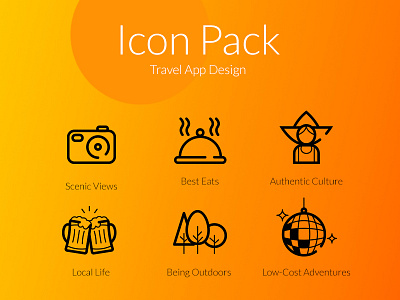 Icon Set for Travel App app icon icons minimalist modern orange outline pack set stroke travel ui