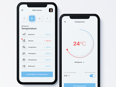Smart Home Neomorphism App | Mobile UI/UX Design app clean concept flat ios iphone iphonex layout light modern neomorphism skeuomorph sky skynick skynickdesign trend 2020 ui uiux uiuxdesign ux