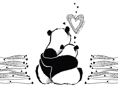 Love is ALL you need animal bear couple cute heart line art love panda symbol tender passion valentines day
