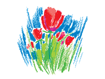 Oil pastel stylized red flowers. childlike drawing flora flowers oil pastel pastel stylized summer