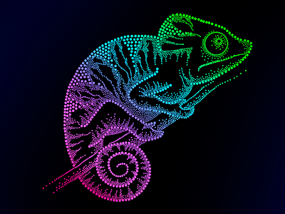 Dotwork chameleon. chameleon design dots dotwork drawing fauna fluorescent