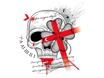 Trash Polka#1 black clover cross design dotwork drawing polka red skull tattoo tattoo flash trash trashpolka white