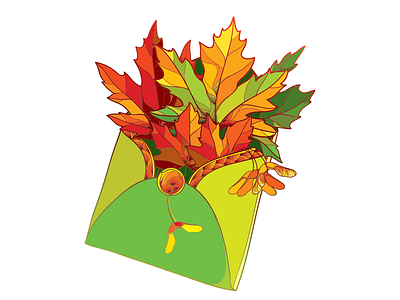 Maple foliage in open craft envelope. autumn burst canadian contour drawing envelope fall foliage leaf line art maple maple leaf orange outline symbol