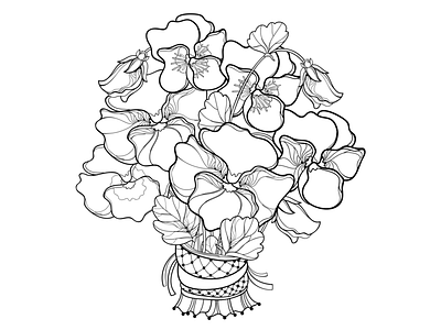 Bouquet of pansies. bouquet bunch coloring book coloring page contour drawing floral flower line art outline pansy viola