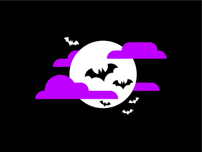 Halloweek Illustration #4 bat bats geometric geometric illustration halloween illustration moon nightsky sky