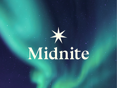 Midnite Logo aurora aurora borealis brand design brand identity branding logo logo brand logo design logo designer night logo northern lights space space logo star star logo stars logo typography vector visual identity