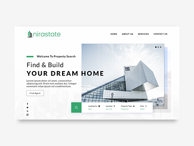 Real Estate Landing Page adobe xd business design graphic design header hero image hero section home housing landing page landing page design properties property marketing property search real estate ui ux user experience user interface web design web ui design