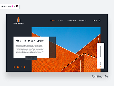 Real Estate- Landing Page (Dark Theme) above the fold adobe xd clean clean design construction design graphic design hero section landing page landing page design minimal real estate simple user experience visual design web design website design