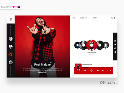 Music- Online Streaming Web Service adobe xd clean design landing page minimal minimalistic music music app music player online streaming post malone simple ui user experience web design website design