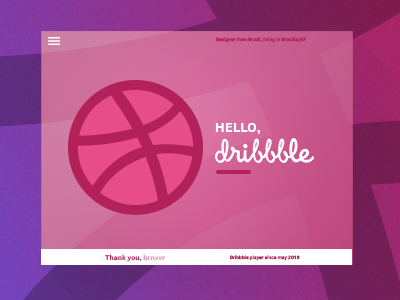 Hello, Dribbble! brazil dribbble hello interface pink player ui