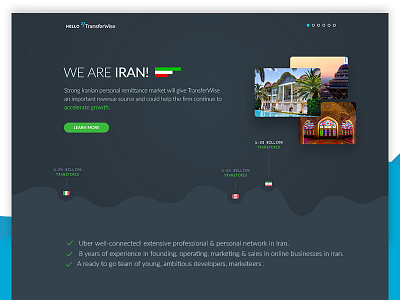 TransferWise — Landing Page chart country flag graph iran landing money onepage transfer ui uidesign ux