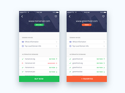 Result Screen – Domainspector app colors domain ios mobile search ui uidesign ux