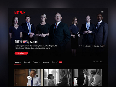 Netflix TV Show Page – House of Cards concept houseofcards interface movie netflix player series tvshow ui uidesign ux website