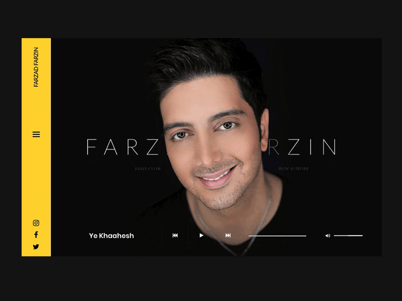 Farzad Farzin ― Official Website Redesign dark farzadfarzin landing musician player sidemenu singer ui uidesign ux