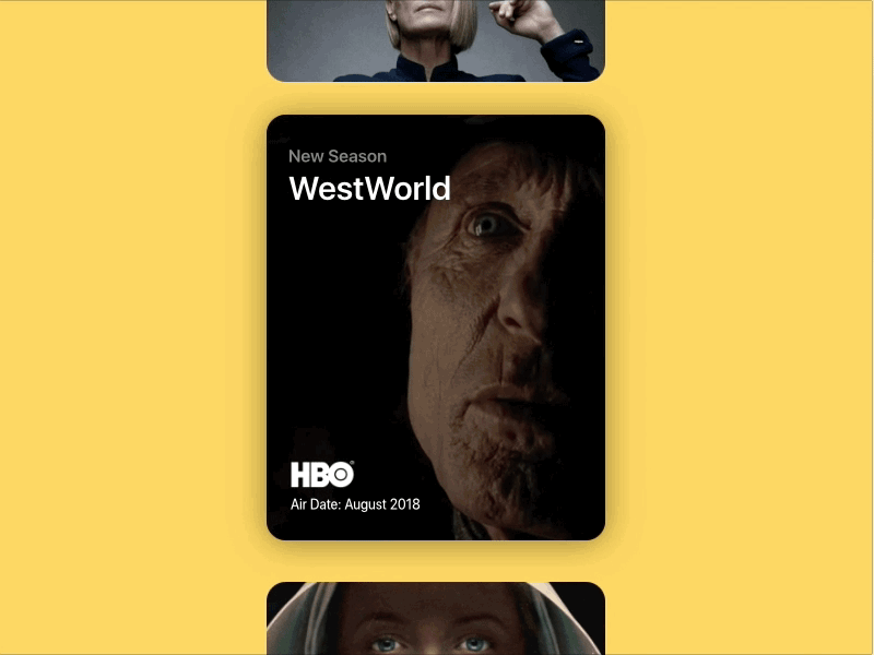 TV Shows Concept – iOS 11 Cards Style