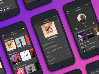 Simple Music App UI Design for iOS