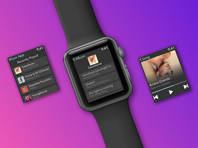 Simple Music App UI for Apple Watch app ui apple watch design sketch ui watch