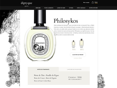 Diptyque E-commerce Website brand design diptyque e commerce paris perfume photoshop ui ux