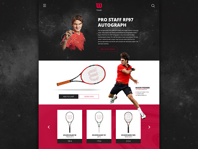 Wilson Tennis page federer interface photoshop tennis ui ux wilson
