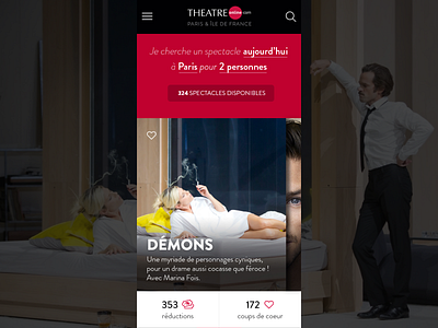 Théâtre Online Mobile app mobile app online booking ui ux