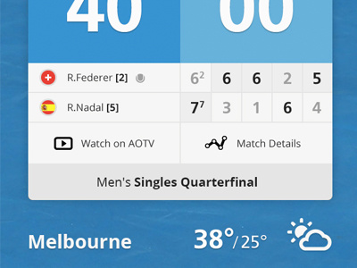 Tennis iPhone app app blue interface ios mobile photoshop sport statistics tennis ui ux webdesign