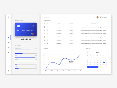 Financial Web Application application card crm financial material panel ui uiux usability user experience user interface ux