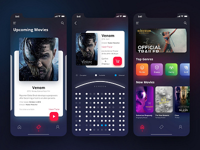 Movie Booking 3d app art color design ios iphone movie user experience ux