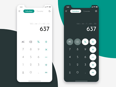 Daily UI - #004 Calculator 004 2d app art calculator calculator app contrast dailyui dailyui 004 design dribbble ios iphone light minimal night mode ui user experience user interface ux