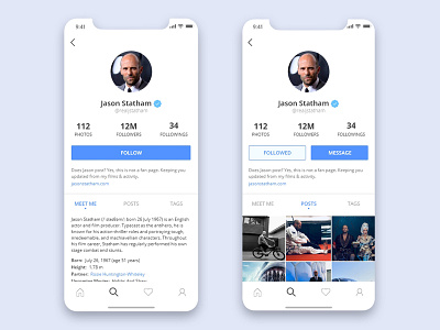 Daily UI - #006 User Profile 2d app art dailyui dailyui006 design dribbble follow instagram ios iphone minimal pos profile simple ui user experience user interface user profile ux