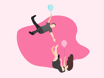 Falling in Love Illustration 2d ar character character design characterdesign clean color design digital drawing dribbble flat graphic graphic design heart illustration love minimal pink vector