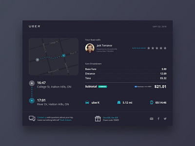 Daily UI - #017 Email Receipt 2d app art daily 100 challenge dailyui dailyui017 dark design dribbble email email receipt map navigation uber uber design ui user experience user interface userinterface ux