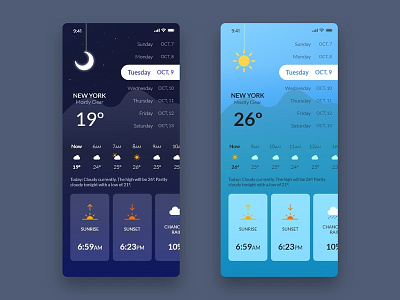 Daily UI - #037 Weather 2d app art blue color dailyui dark design dribbble icon illustration ios iphone light minimal ui user experience user interface ux weather