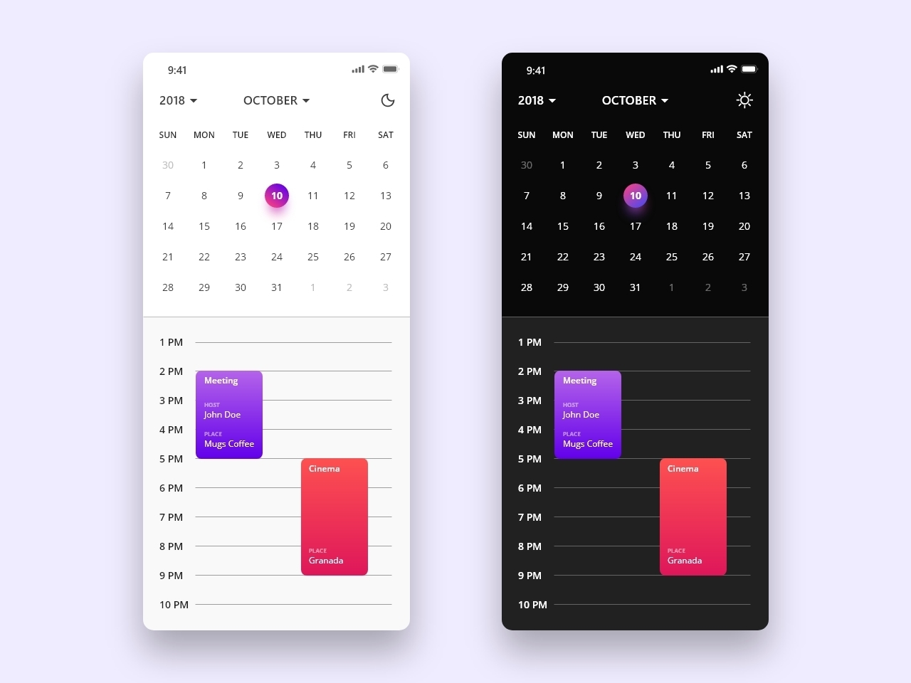 Daily UI - #038 Calendar by Payam Daliri on Dribbble