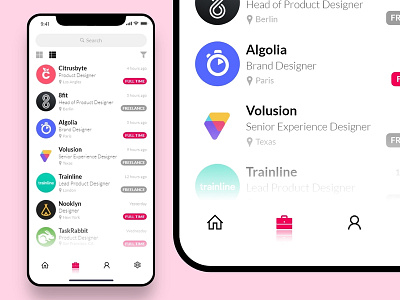 Daily UI - #050 Job List 2d app art color dailyui design dribbble icon illustration ios iphone job minimal pink ui user experience user interface ux vector web design