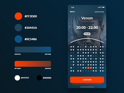 Daily UI - #054 Confirm Reservation 2d app art blue color dailyui dark design dribbble icon illustration ios iphone minimal orange ui user experience user interface ux web design