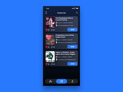 Daily UI - #070 Event Listing 2d app art blue color dailyui dark design dribbble event event app icon illustration ios iphone minimal ui user experience user interface ux