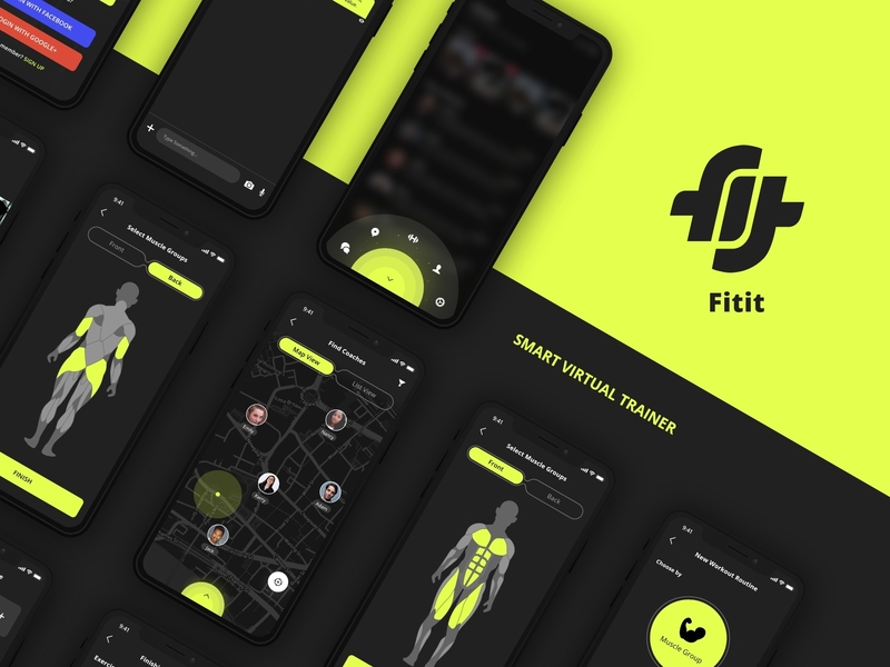 Fitit - Fitness Application 2d app art color dark design dribbble fitit fitness health app icon illustration ios iphone minimal mobile app design ui user experience user interface ux