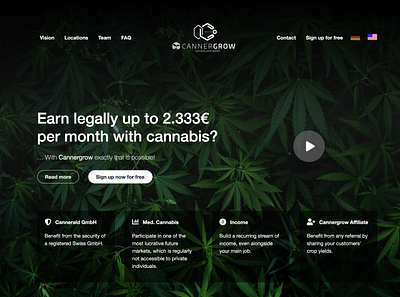 Cannabis Business Landing Page cannabis cannergrow green hemp hero investment landingpage multi lang