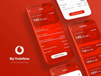 My Vodafone app branding concept design mobile app monocolor red ui ux web