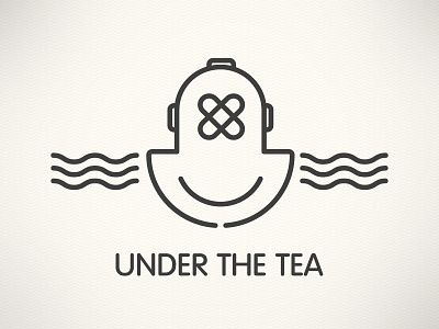 Under the Tea logo design logo scuba diver sea tea water waves