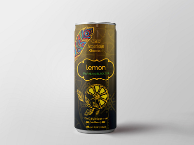 CBD lemon sparkling black tea mock up revision 1 blacktea can cbd drinks hemp oil labeldesign lemonade tea