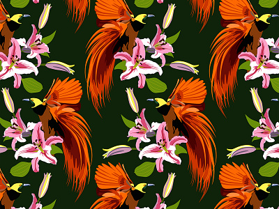 Birds of paradise bird of paradise birds design fashion seamless pattern textile textile design textile pattern vector pattern