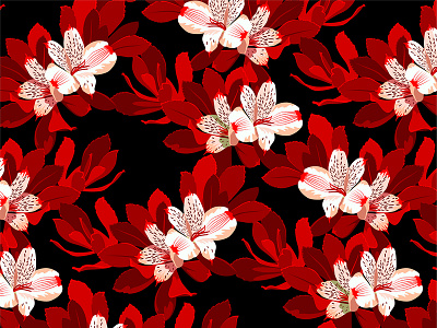 Black'n'red floral pattern design fashion flowers textile textile design textile pattern vector pattern