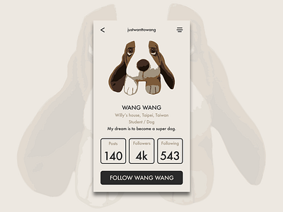 Daily UI 006 - User Profile daily ui design dog ios iphone sketch ui ui design user interface user profile ux ux design