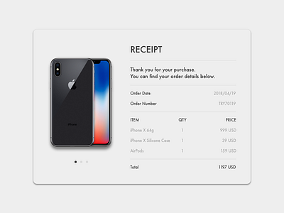 Daily UI 017 - Email Receipt daily ui design grey ios iphone receipt sketch ui ui design user interface ux ux design